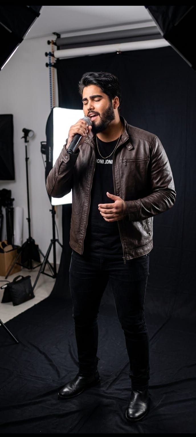 Raphael Callner cantando em estúdio